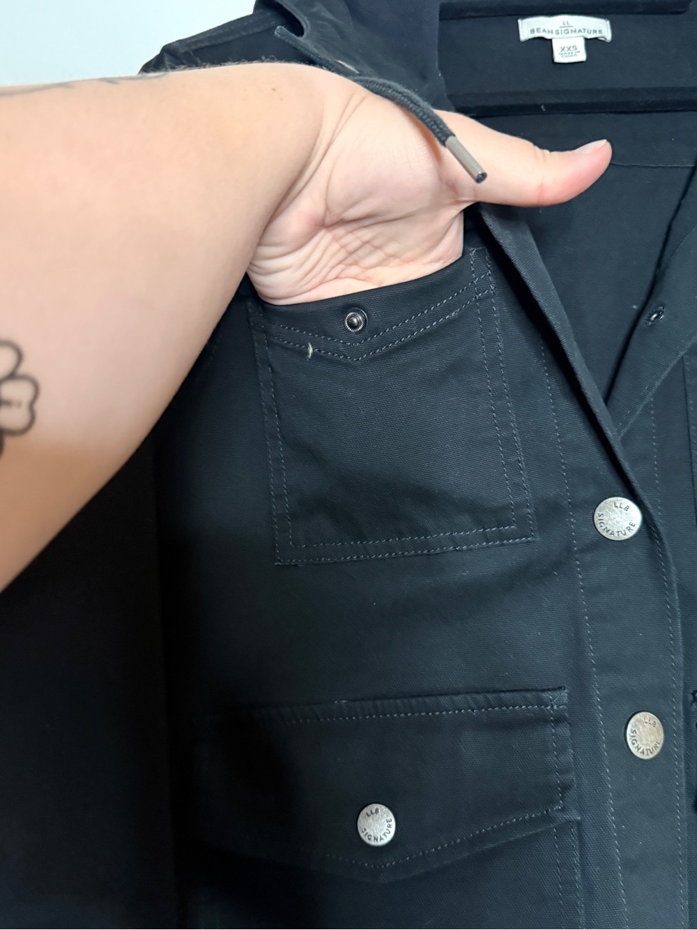 L.L.Bean Signature Black Denim Utility Jacket - Picture 4 of 8